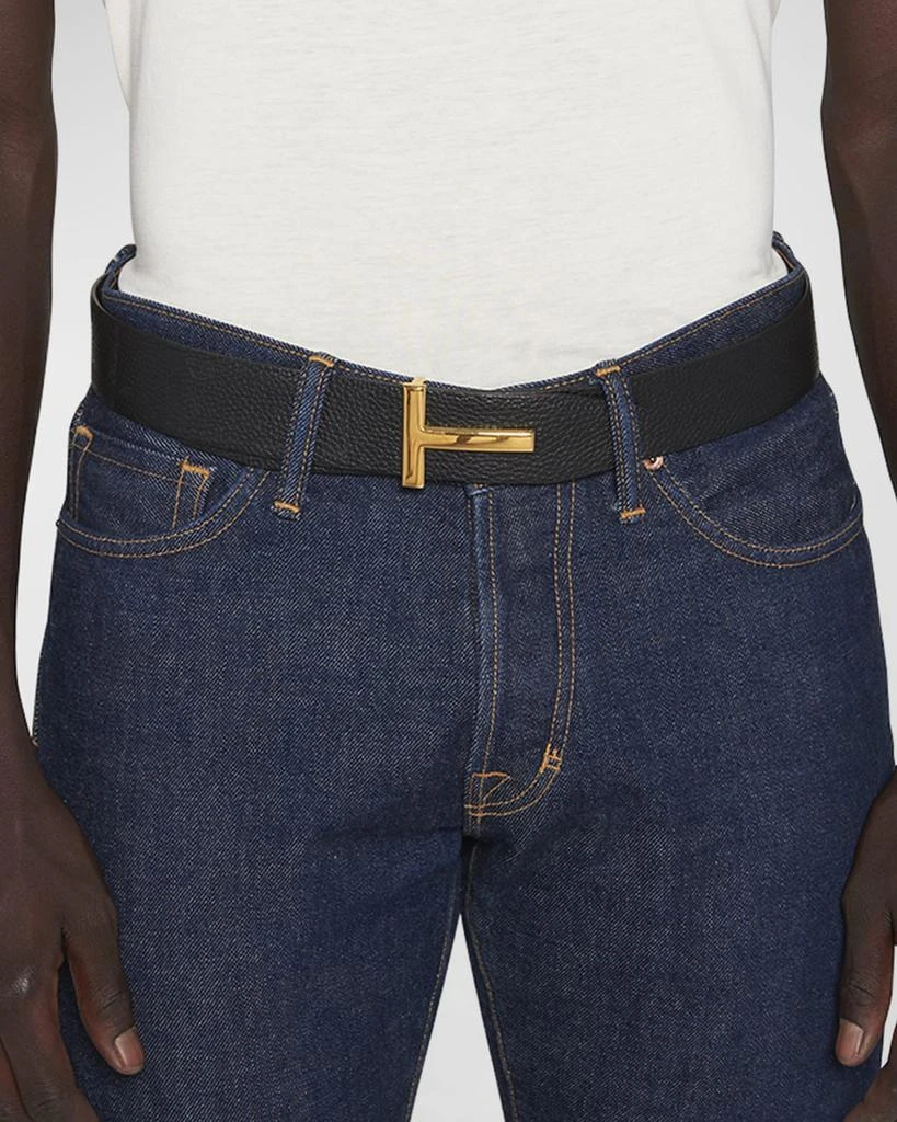 Tom Ford Men's Signature T Reversible Leather Belt 6