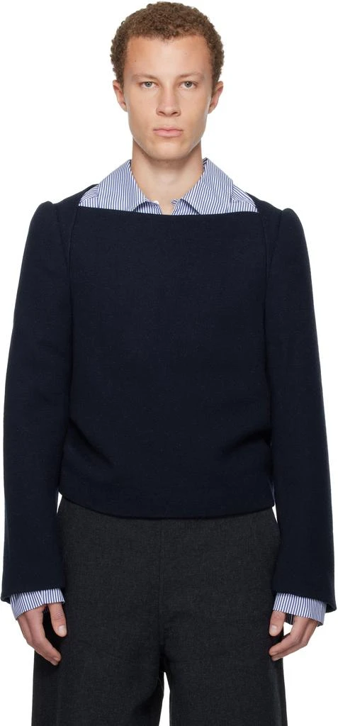 Dries Van Noten Navy Wool Shirt 1