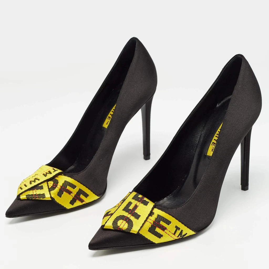 Off-White Off-White Black/Yellow Satin and Logo Canvas Pumps Size 39 3