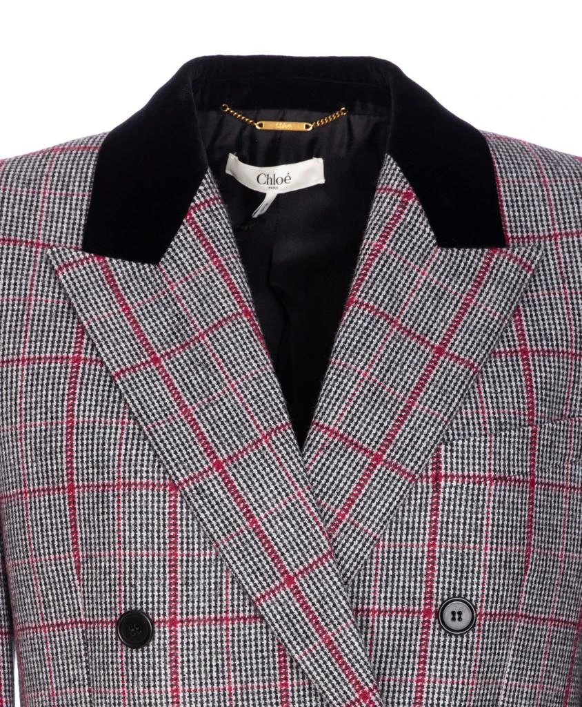 Chloé Chloé Tartan Motif Double-Breasted Blazer 3