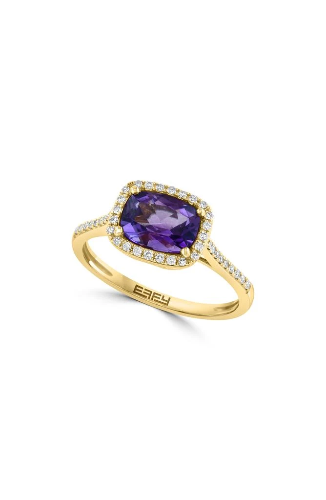 Effy 14K Gold Diamond
Amethyst Ring - Size 7