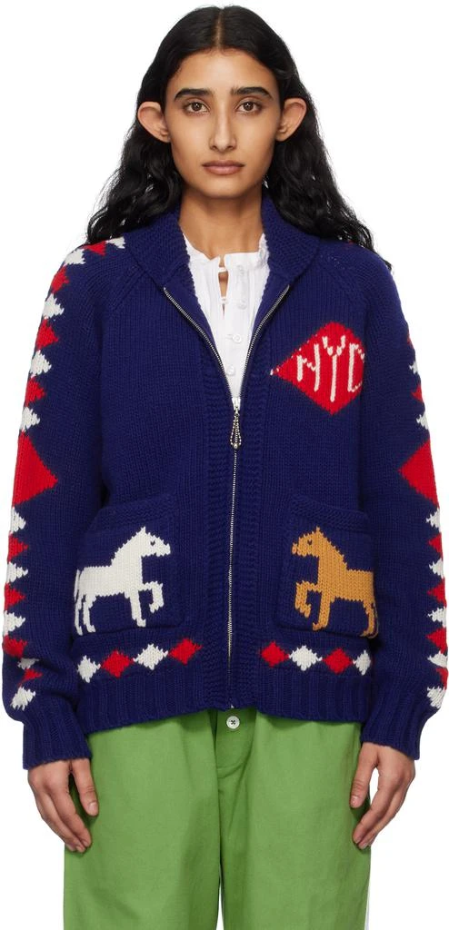 BODE Navy Diamond Corral Cardigan 1