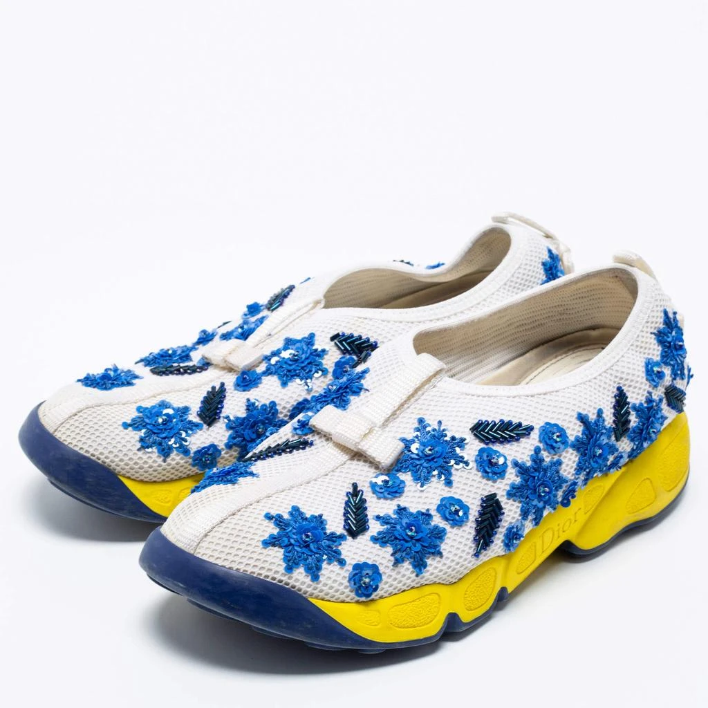 Dior Dior White/Blue  Mesh Embellished Fusion Sneakers Size 36 2