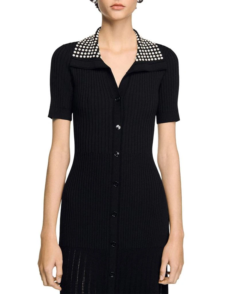 Sandro Knit Maxi Dress with Studs 5
