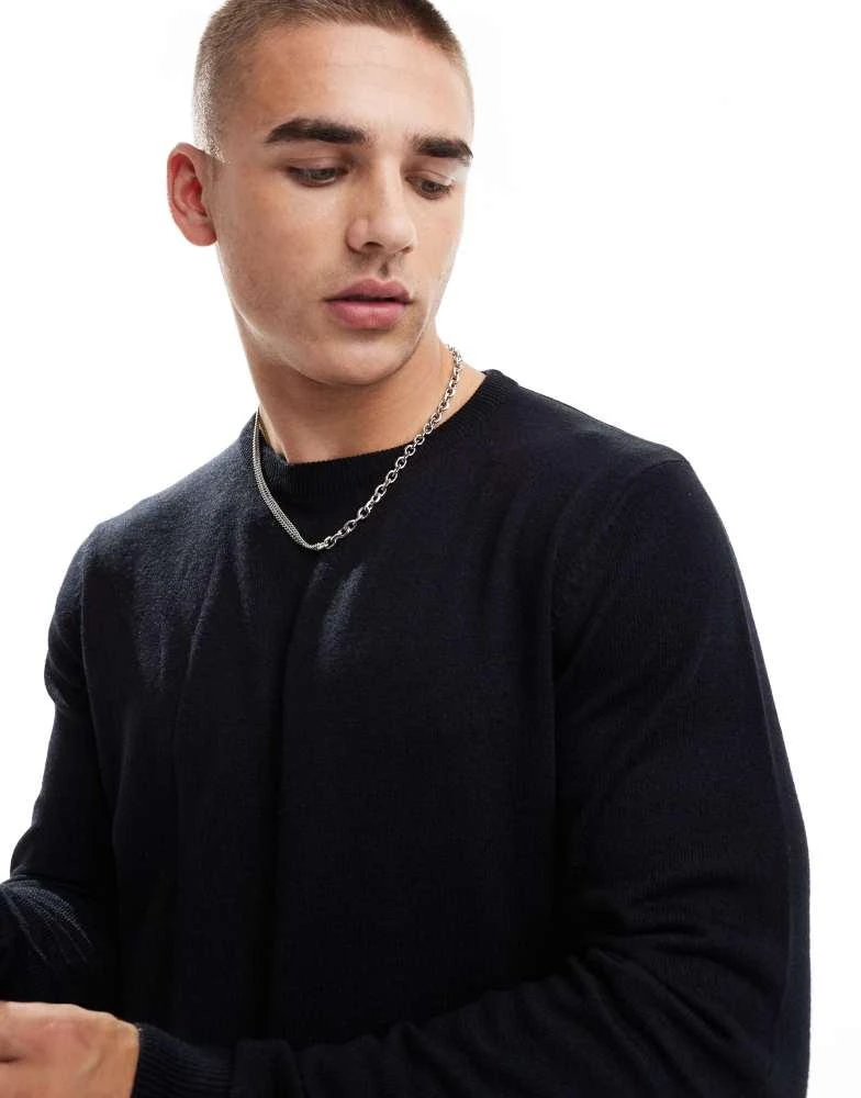 French Connection Mens French Connection soft touch crew neck jumper in navy 3