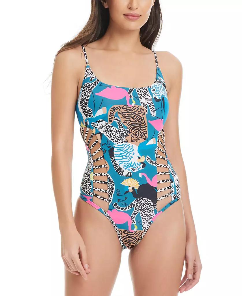 Red Carter Women's Printed Cutout One-Piece Swimsuit