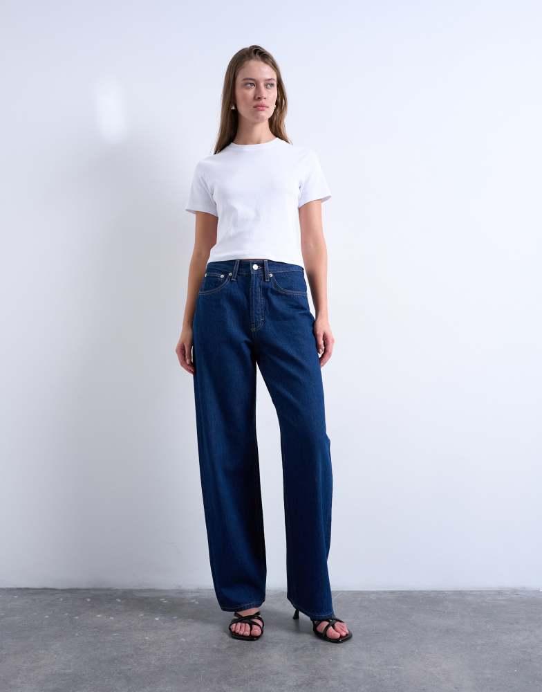 Topshop Topshop Column mid rise jean in indigo rinse