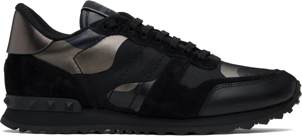 Valentino Black Rockrunner Camouflage Noir Metallic Sneakers 1