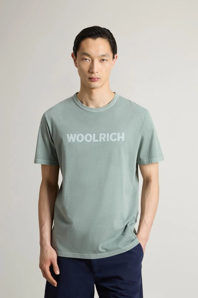 Woolrich Garment-Dyed T-shirt in Light Pure Cotton - Men - Green 1