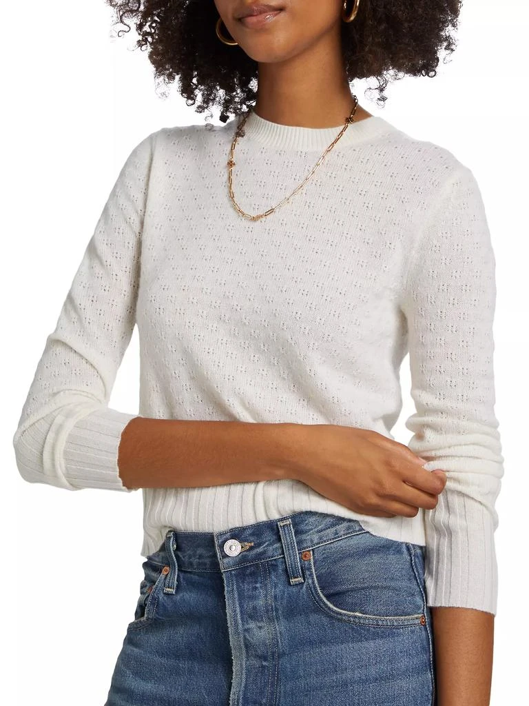 Guest in Residence Shrunken Pointelle Cashmere Crewneck Sweater 6