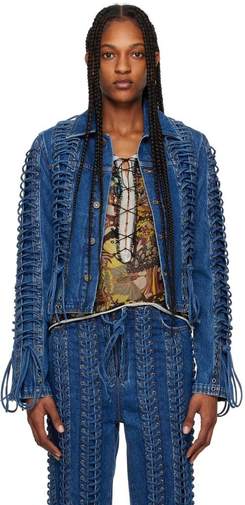 Jean Paul Gaultier Blue 'The Lace-Up' Denim Jacket 1