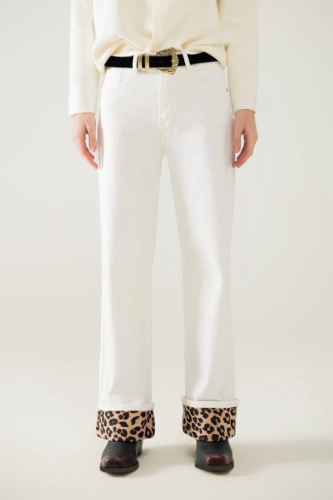 Q2 Q2 - Wide Leg Pants With Leopard Print Cuff