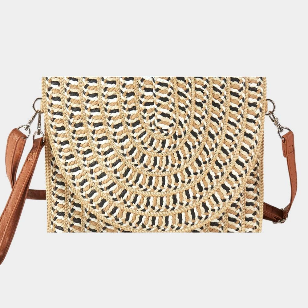 FASHNZFAB Multi Color Straw Clutch Bag / Crossbody Bag