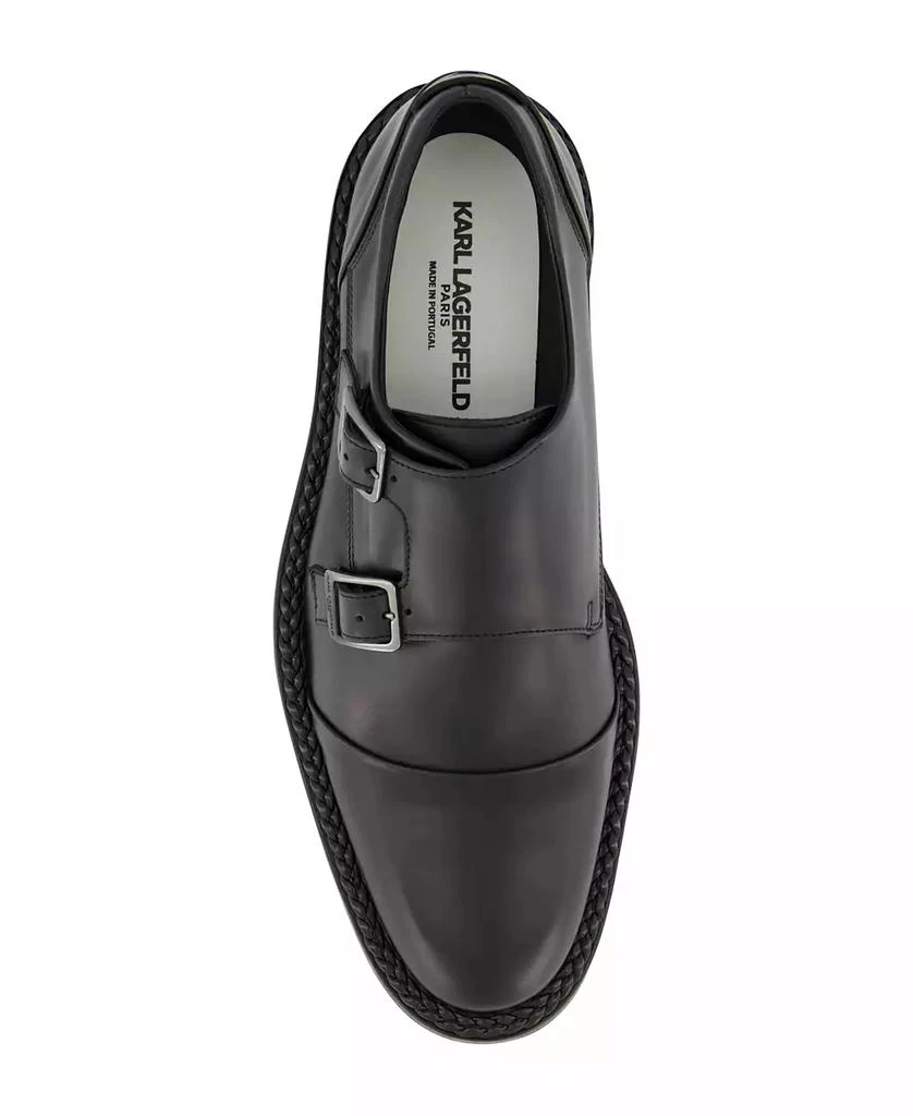 Karl Lagerfeld Paris Men's White Label Leather Double Monk Cap Toe Dress Shoes 4