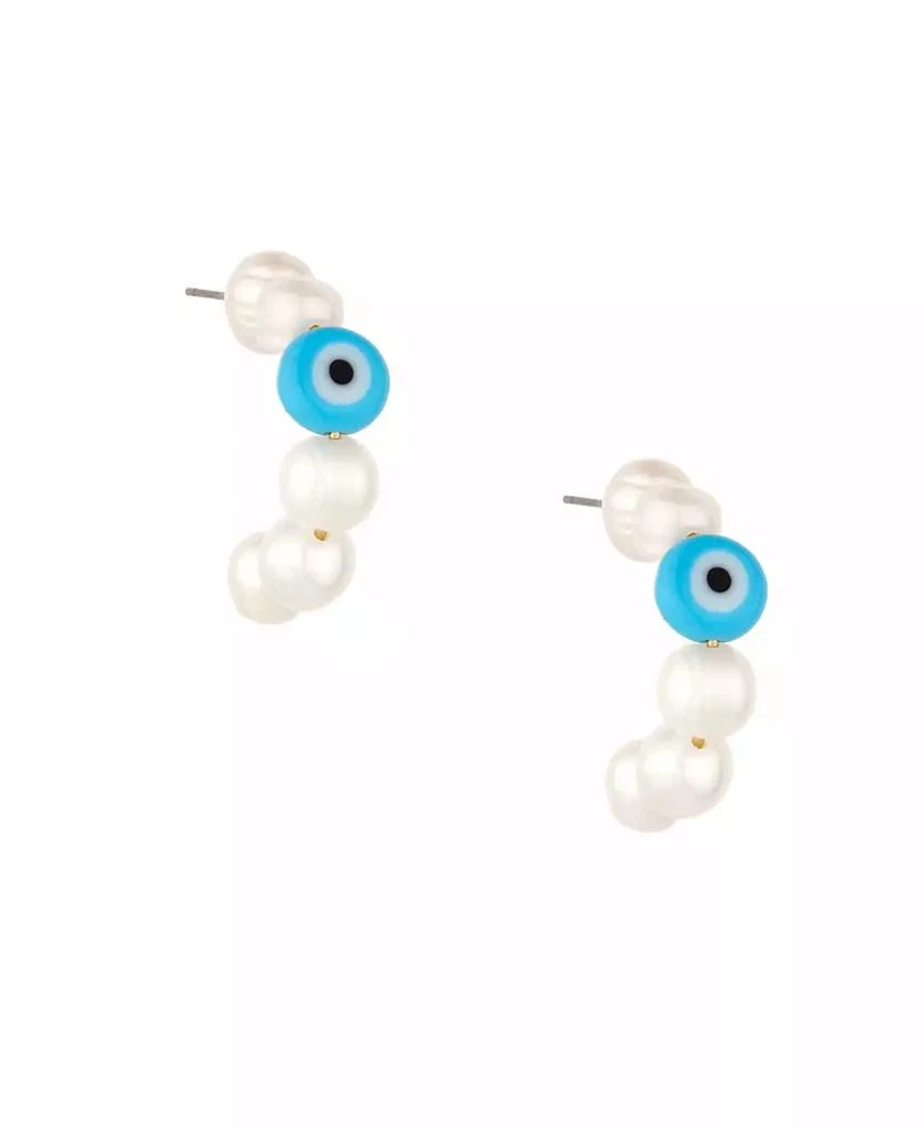 Ettika Jewelry Imitation Pearl and Evil Eye Beaded Hoops