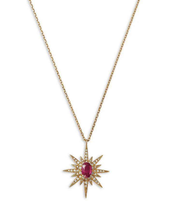 Bloomingdale
s Fine Collection Ruby 
Diamond Starburst Pendant Necklace in 14K Yellow Gold, 18"