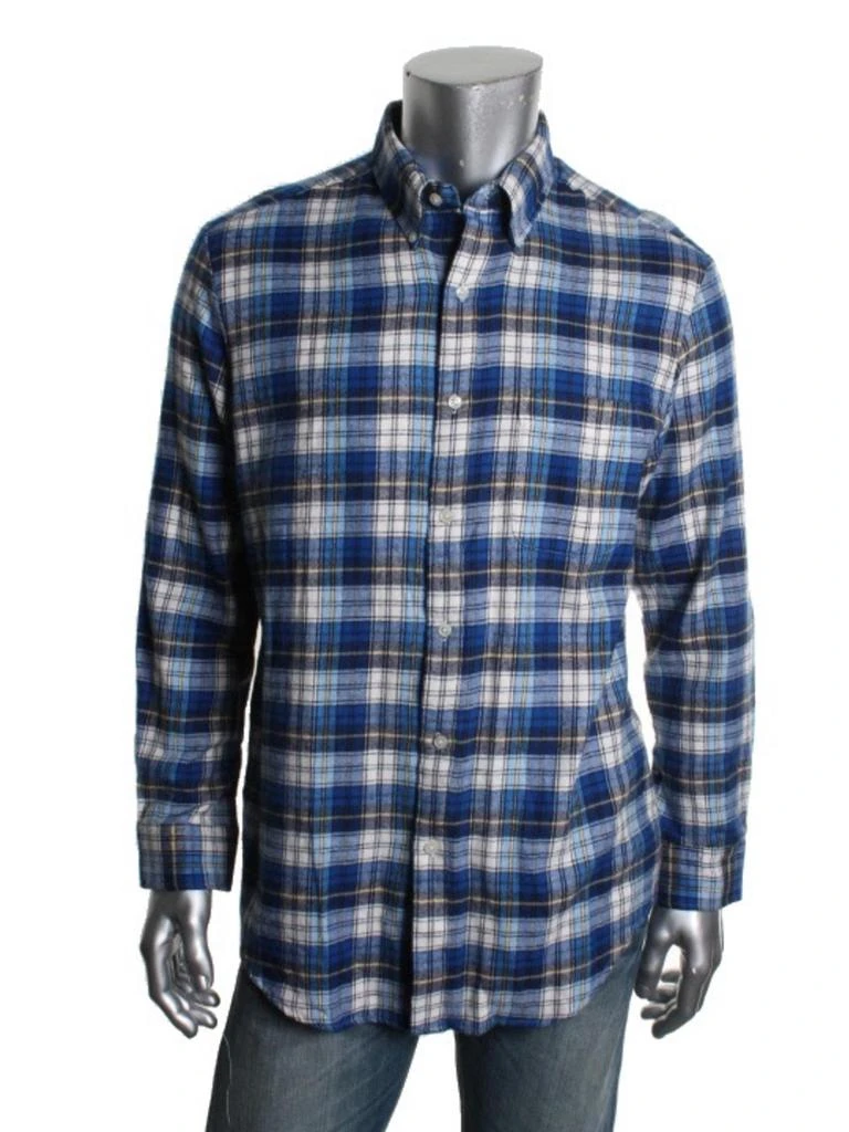 John Ashford Mens Plaid Flannel Button-Down Shirt 1