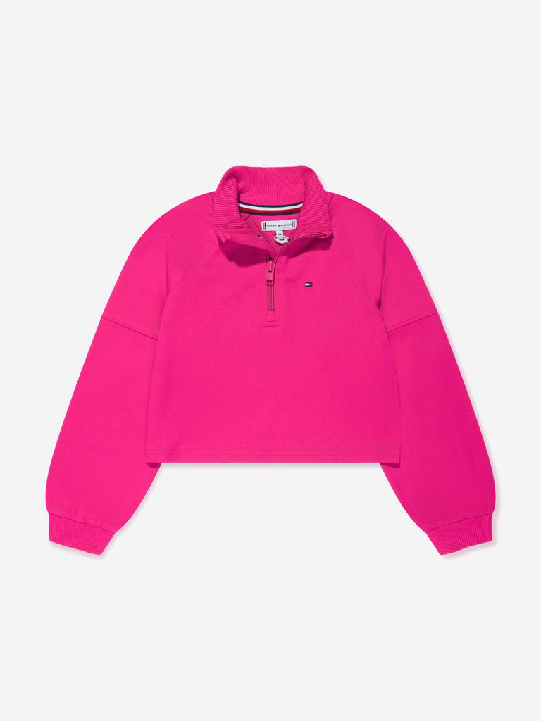 Tommy Hilfiger Tommy Hilfiger Girls Half Zip Mock Neck Sweatshirt in Pink