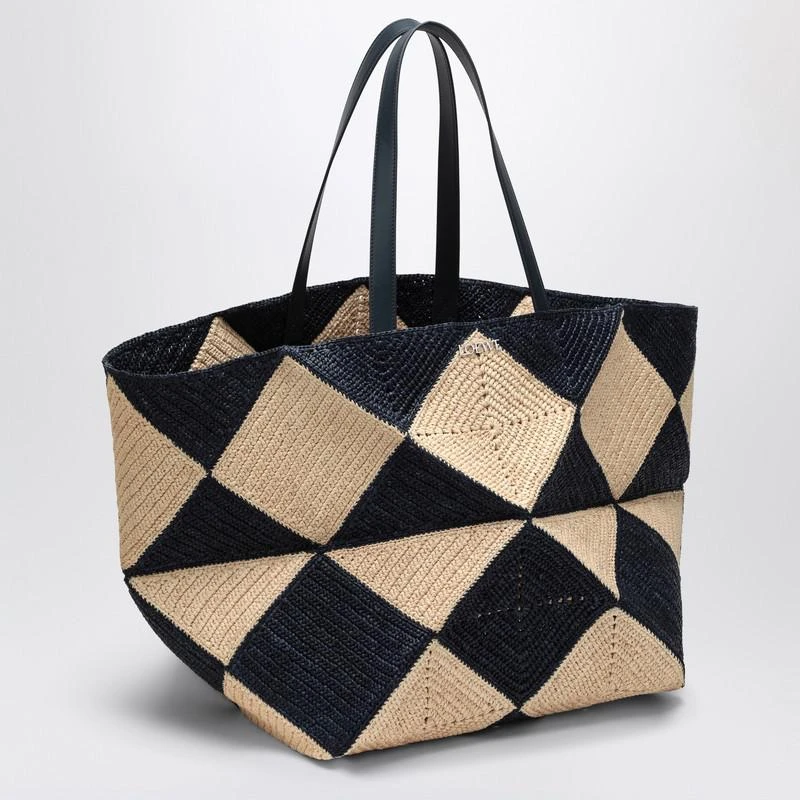 Loewe Puzzle Fold Tote XXL natural/navy raffia bag 3