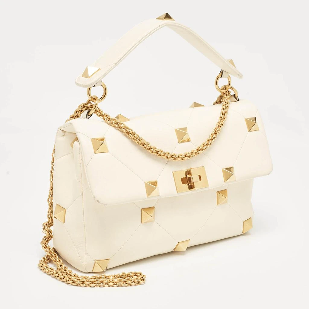 Valentino Valentino Off White Leather Large Roman Stud Top Handle Bag 3