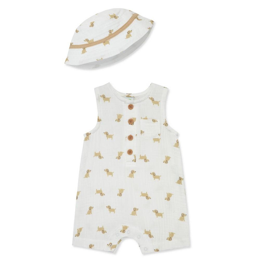 Little Me Baby Boys Puppies Romper with Hat