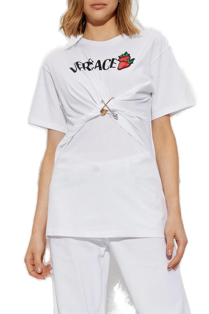 Versace Versace Safety-Pin Detailed Crewneck T-Shirt 2