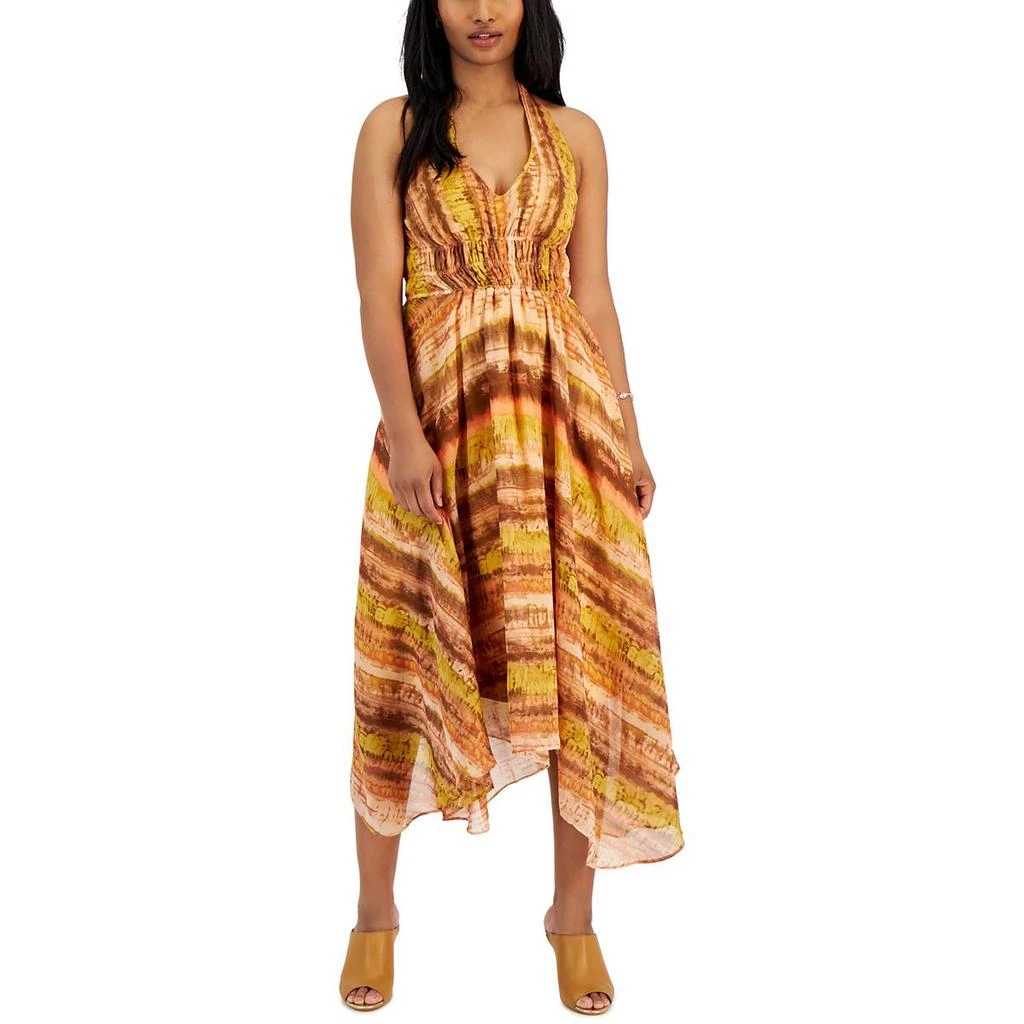 Taylor Womens Tea Length Printed Halter Dress 3