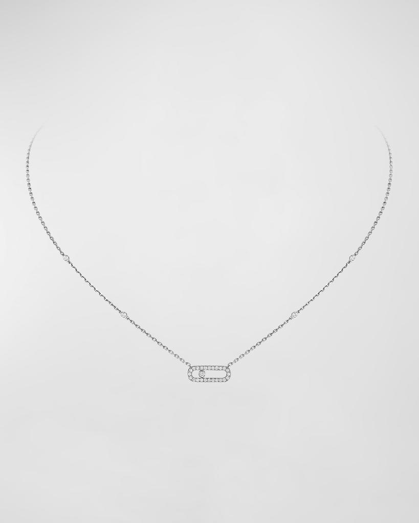 Messika Move Uno 18K White Gold Diamond Pave Necklace