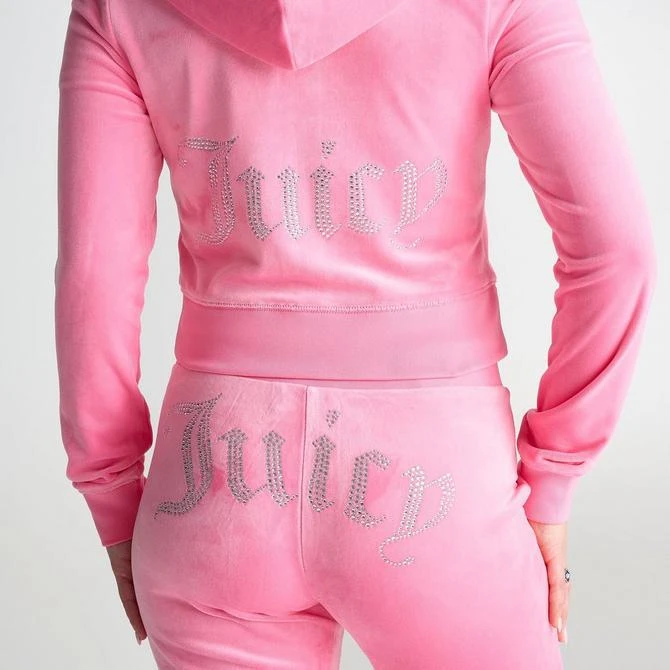 JUICY COUTURE Women's Juicy Couture OG Big Bling Velour Zip-Up Hoodie 9