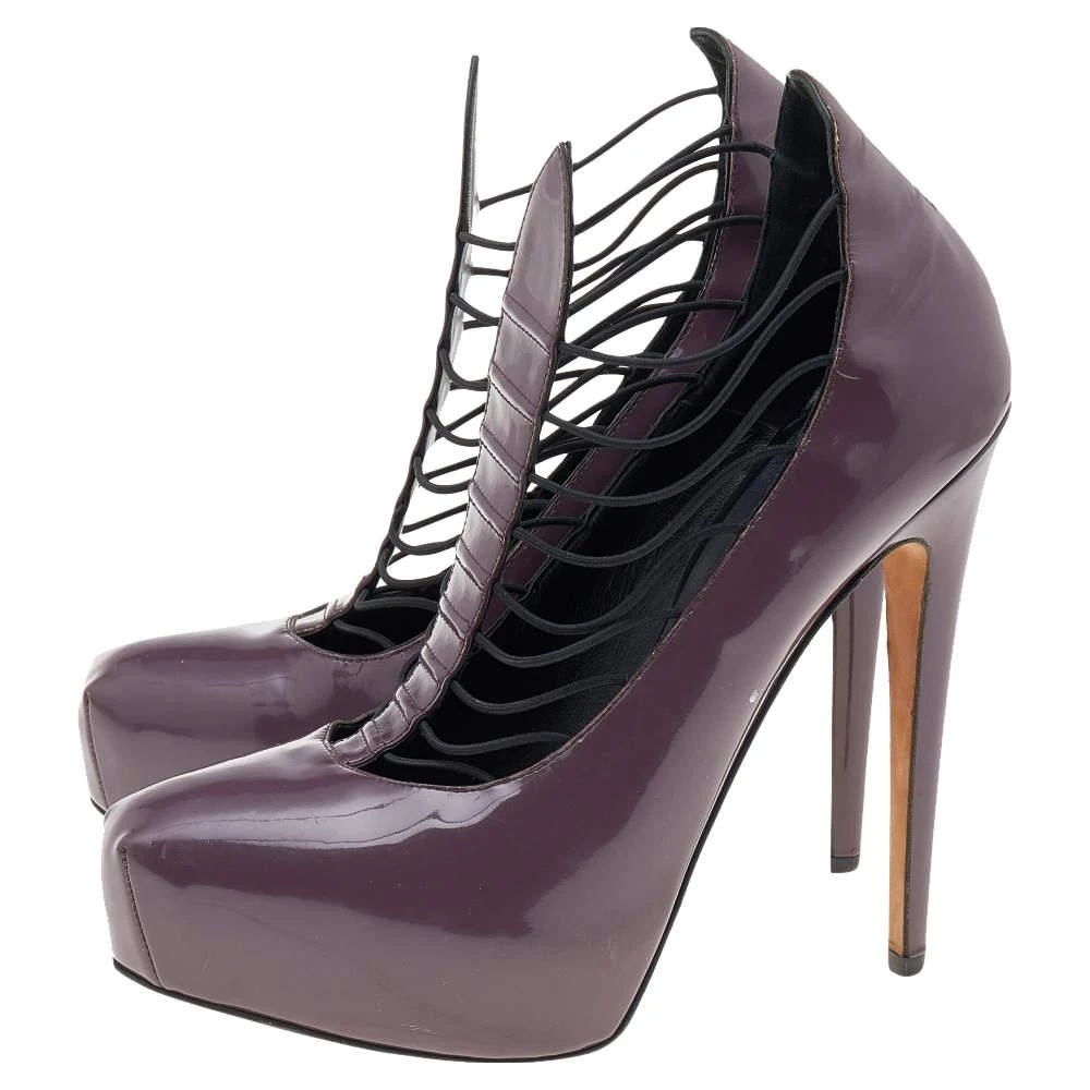 Brian Atwood Brian Atwood Mauve Patent Leather Cage Platform Pumps Size 39 4