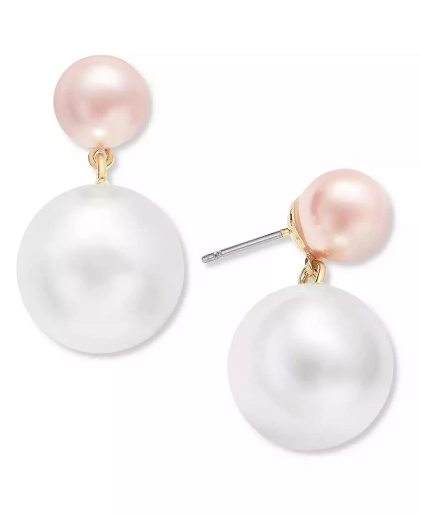 Charter Club Gold-Tone Pink & White Imitation Pearl Drop Earrings, Exclusively at Macy's 1