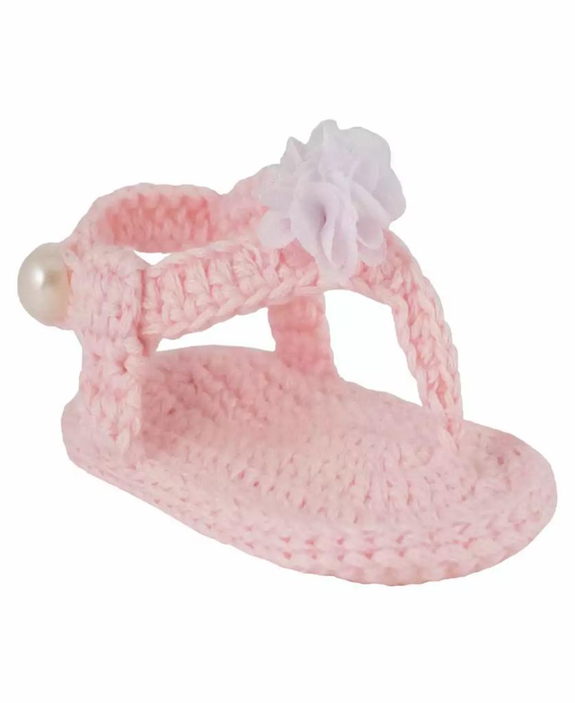 Baby Deer Baby Girls Crochet Thong Sandal with Flower