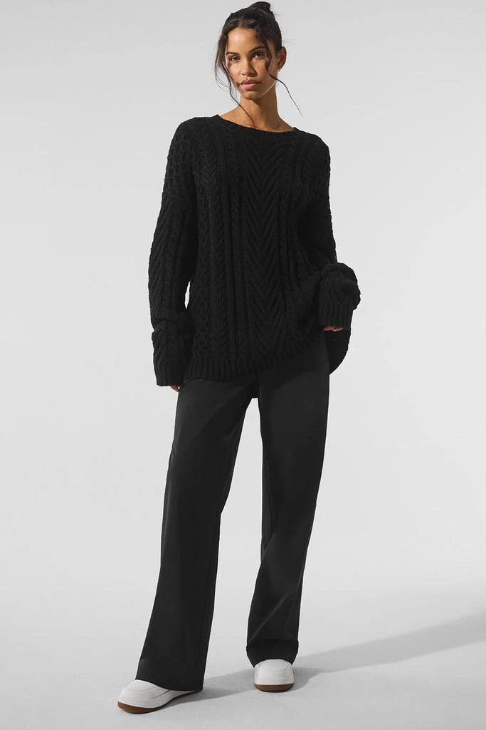 Alo Cable Knit Crew Neck Sweater - Black 4
