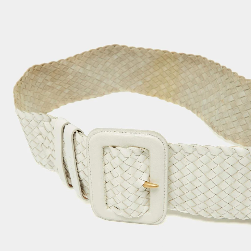 Shop Prada White Woven Leather Wide Waist Belt 80CM on Sale  display picture 1