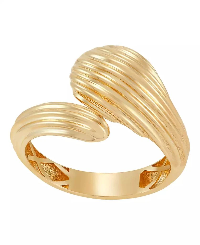 Macy's Polished Graduated Ribbed Bypass Ring in 10K Yellow Gold 1