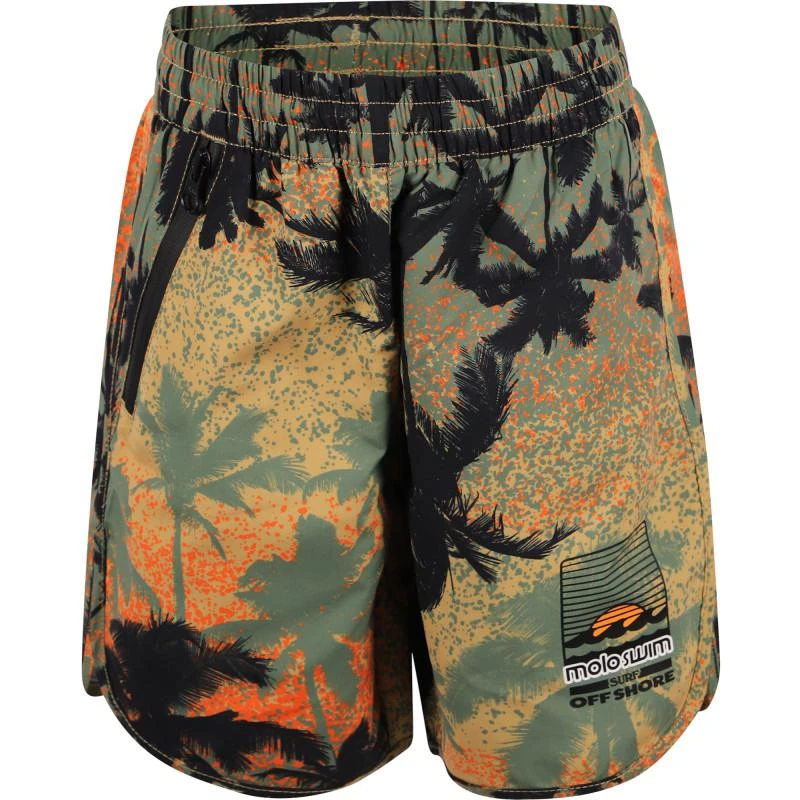 Molo Sunset palms swimming trunks in green and orange 1