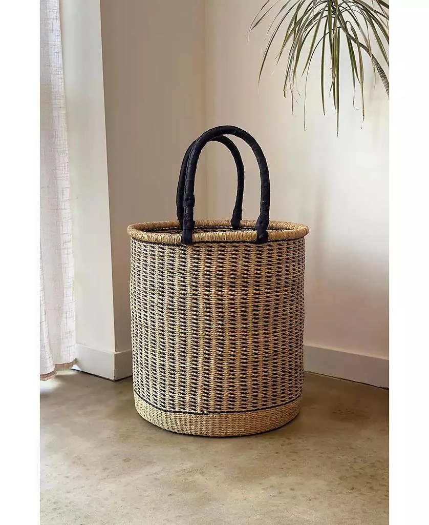 Mbare Natural Vertical Stripe Laundry Hamper
