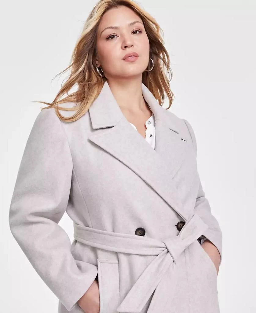 DKNY Plus Size Notched-Collar Double-Breasted Wrap Coat 3