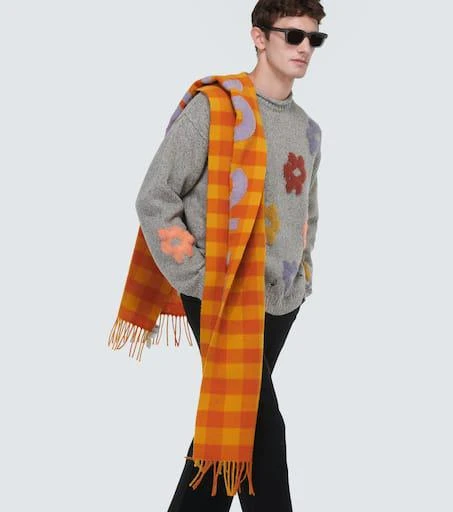 Acne Studios Logo checked wool-blend scarf 3