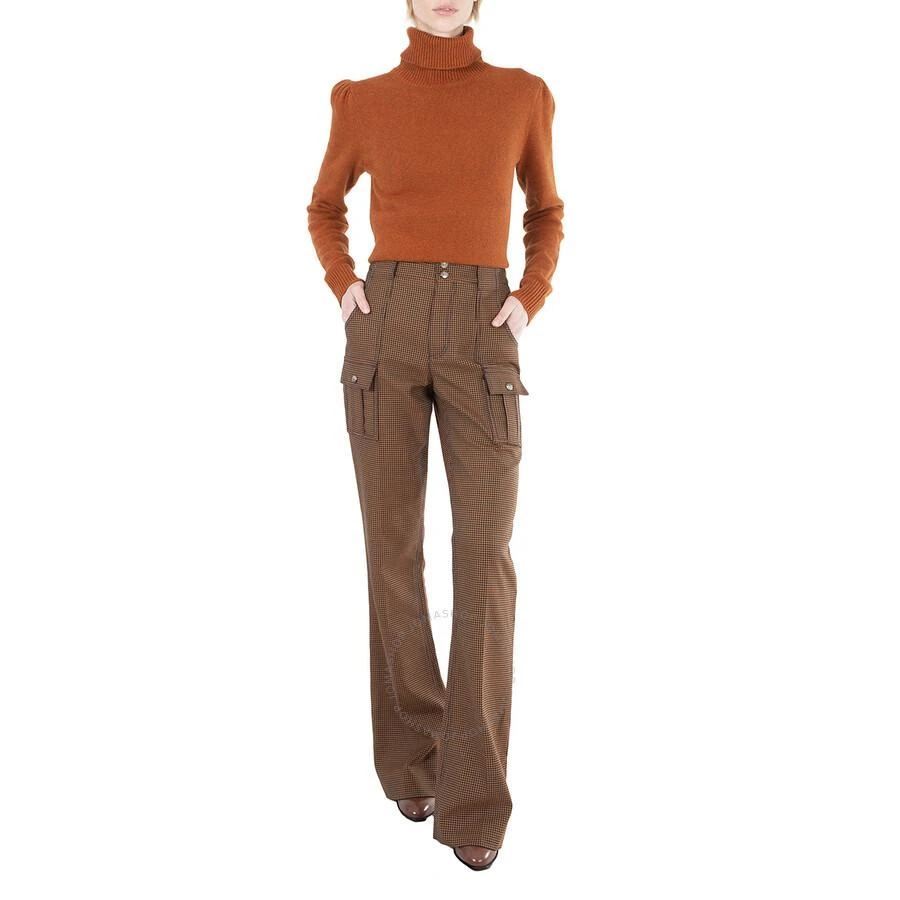 Chlo�é Ladies In Houndstooth Cotton Wool High-rise Flared Trousers 3