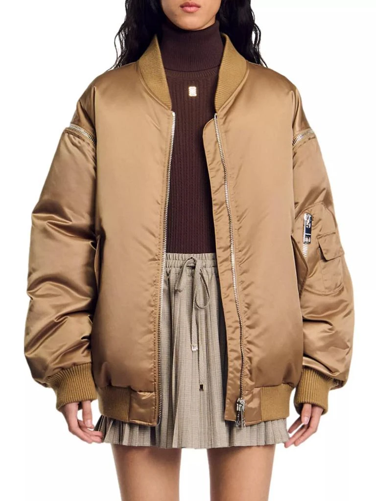 Sandro Satin Look Bomber Jacket 4