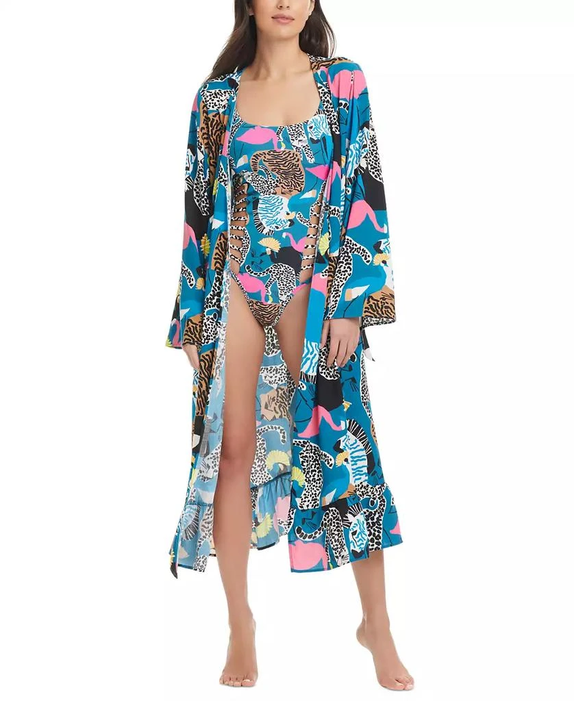 Red Carter Women's Long Tie-Waist Beach Robe Cover-Up 1