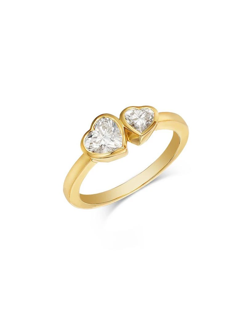 Moon & Meadow Double Heart Bezel Set Lab Grown Diamond Ring in 14K Yellow Gold, 1 ct. t.w. 1