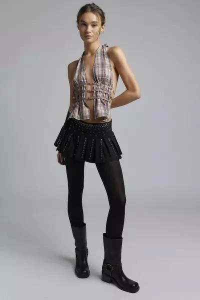 Jaded London Jaded London Onyx Studded Pleated Micro Skirt 2