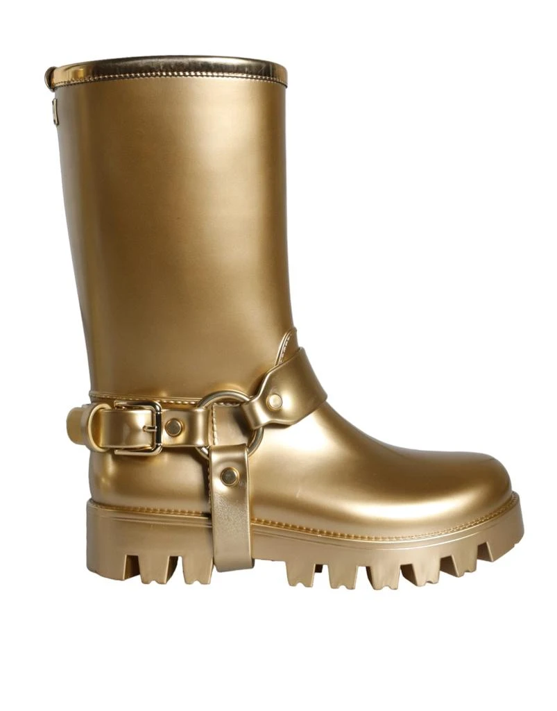 Dolce & Gabbana Metallic Rubber PVC Rain Boots Women's Shoes 1