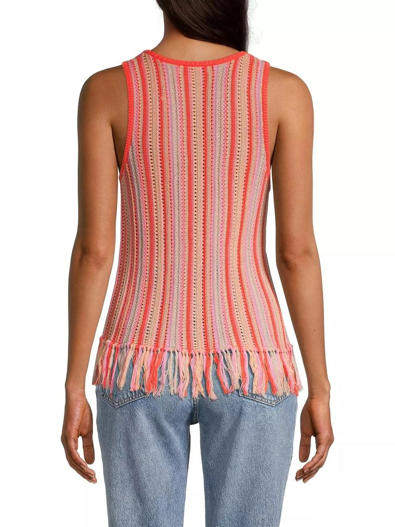 White + Warren Striped Crochet Tank 5