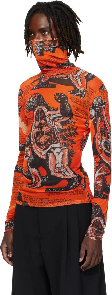 LU'U DAN Orange & Black Masked Mesh Turtleneck 4