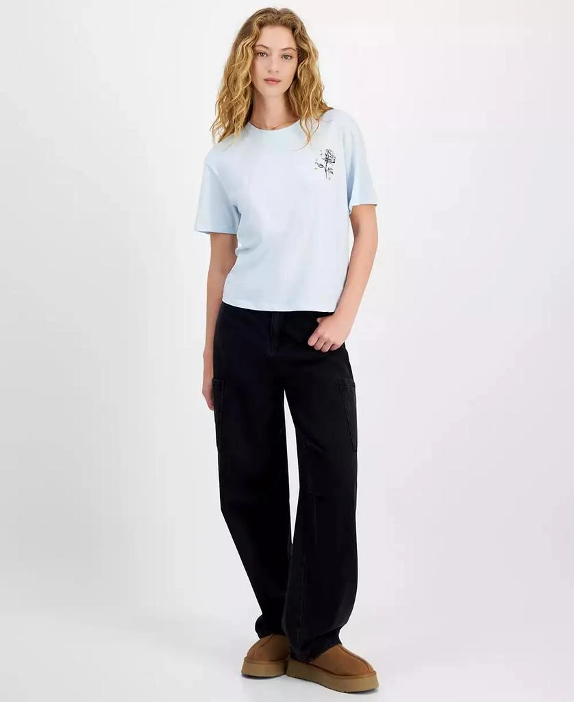 Rebellious One Juniors' Celestial Rose Graphic T-Shirt 2