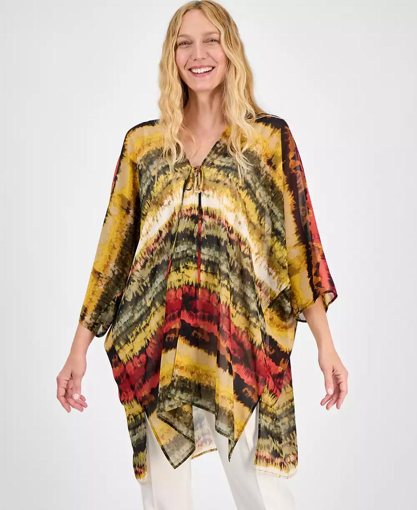Anne Klein Women's Tie-Dyed Tie-Neck Kimono