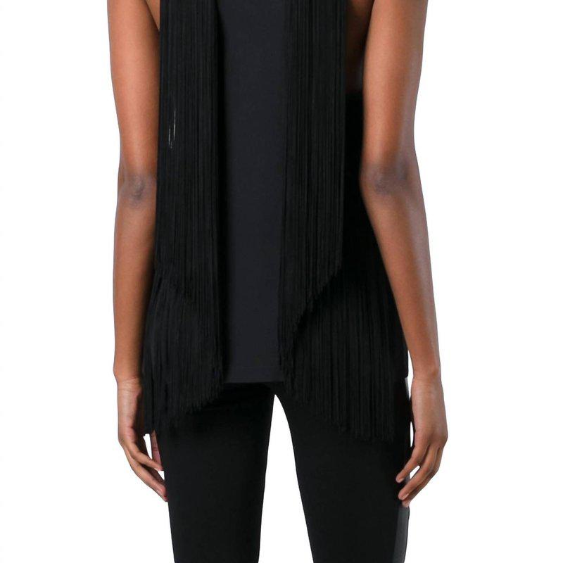 Barbara Bui Silk Fringe Top In Black